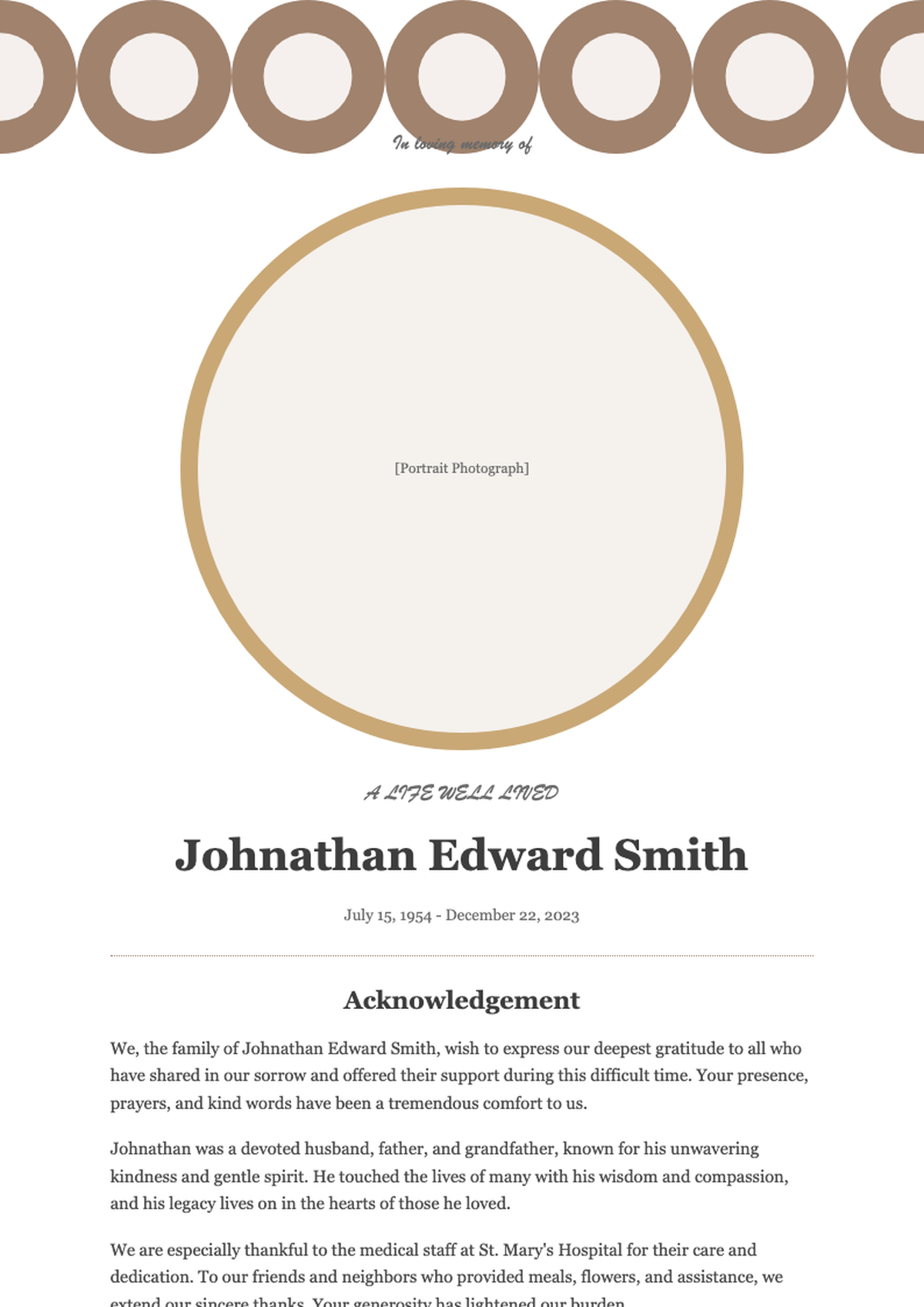 Elegant funeral memorial program with photo and thank you notes_variant_3